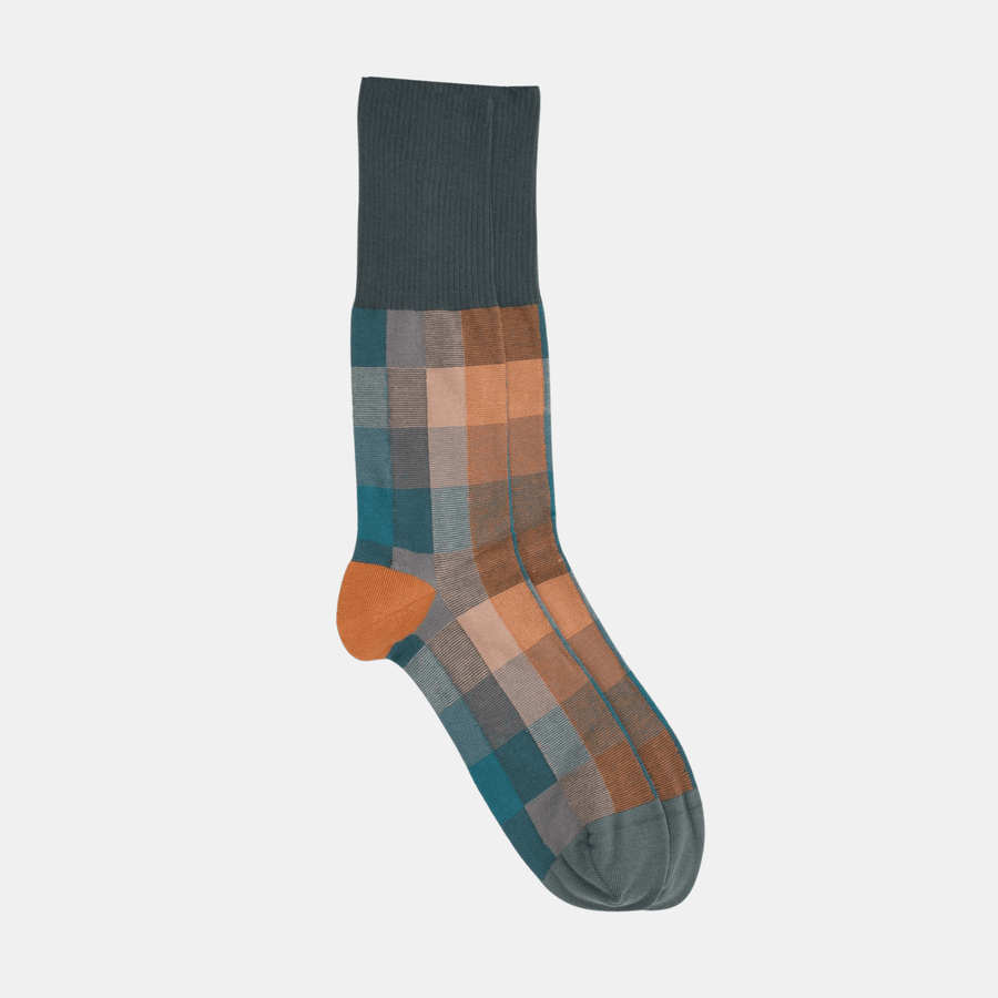 Cadine Clothing Men's Plaid Organic Cotton Sock - Sage - 39-45