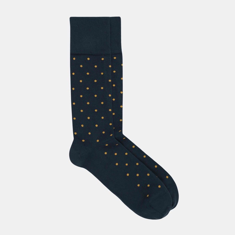 Cadine Clothing Men's Speck Organic Cotton Sock - Midnight / Mustard