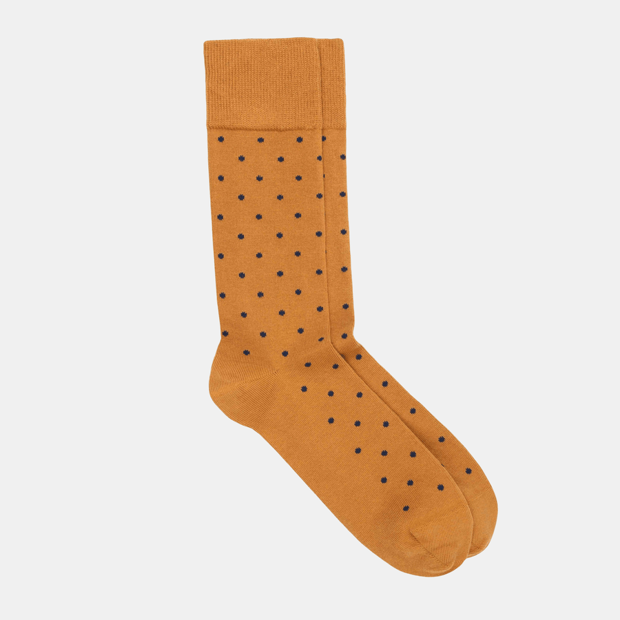 Cadine Clothing Men's Speck Organic Cotton Sock - Ochre / Navy