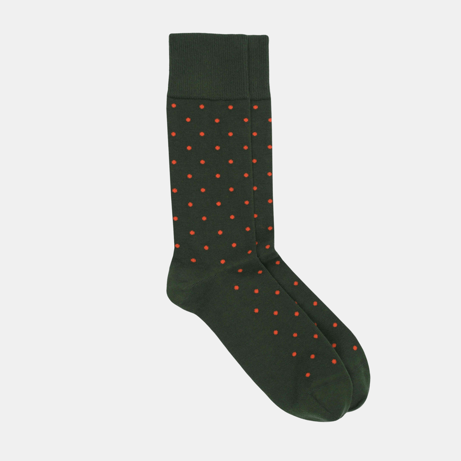 Cadine Clothing Men's Speck Organic Cotton Sock - Olive / Orange