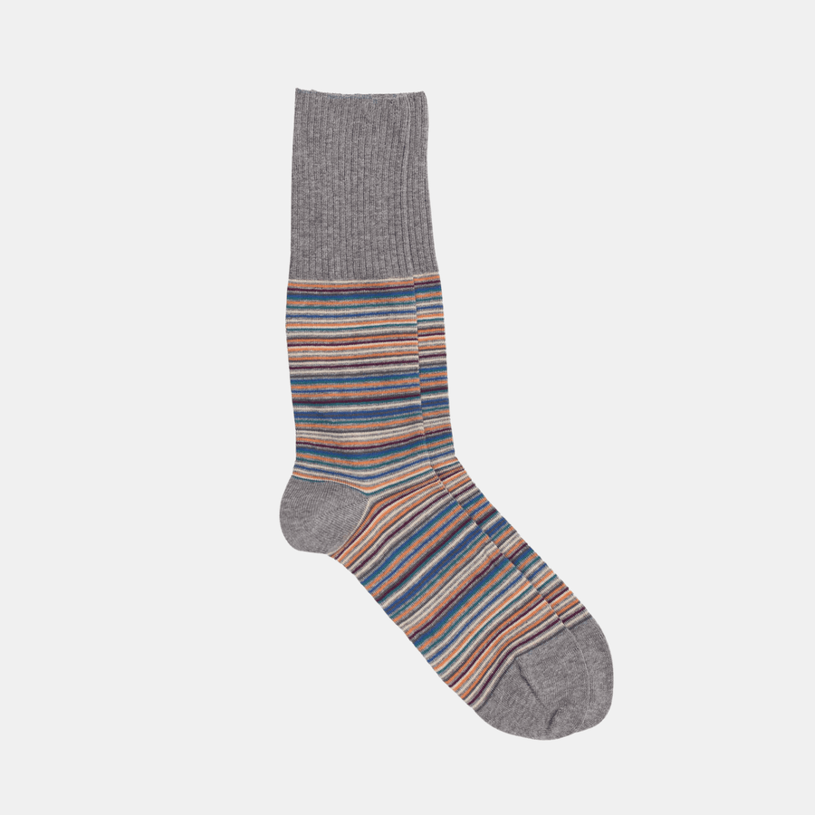 Cadine Clothing Men's Stripey Organic Cotton Sock - Grey