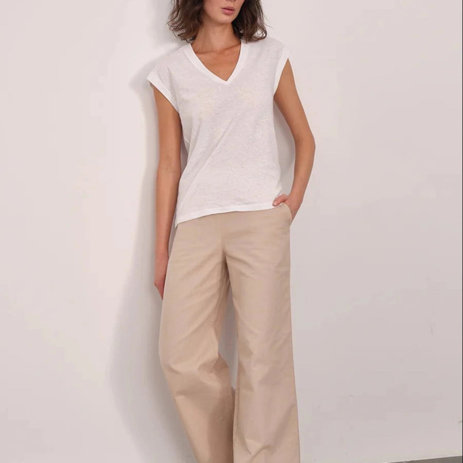 Cadine Clothing Vault Linen Cotton Tshirt - White
