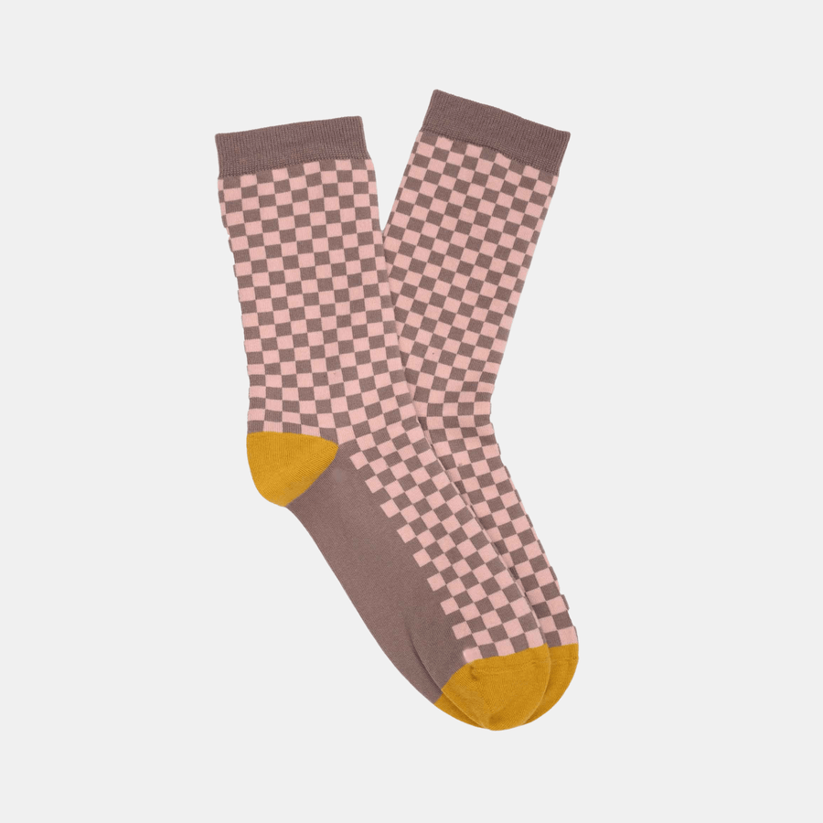 Cadine Clothing Women's Checkerboard Organic Cotton Sock - Mauve / Pink