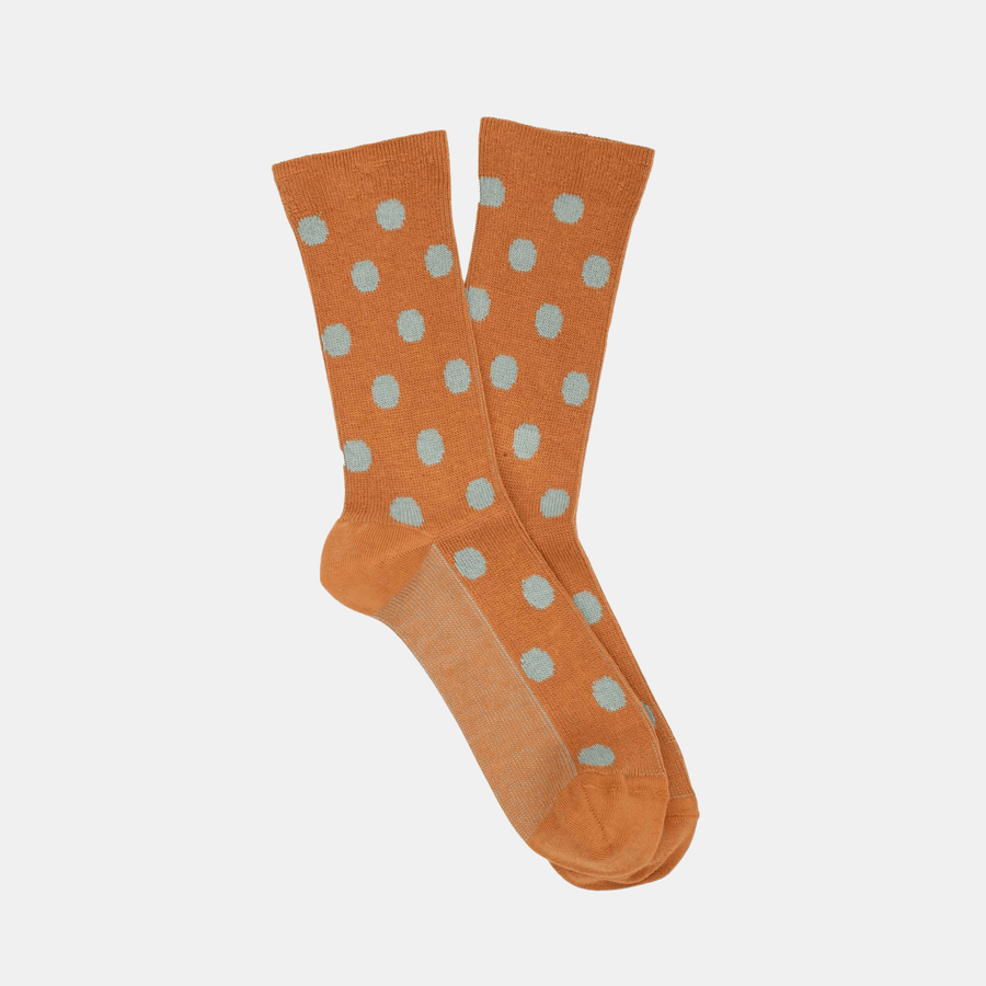 Cadine Clothing Women's Dot Organic Cotton Sock - Caramel / Sage