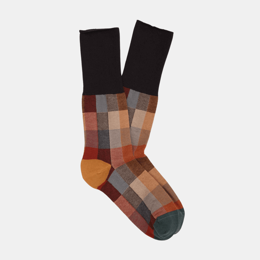 Cadine Clothing Women's Plaid Organic Cotton Sock - Brown