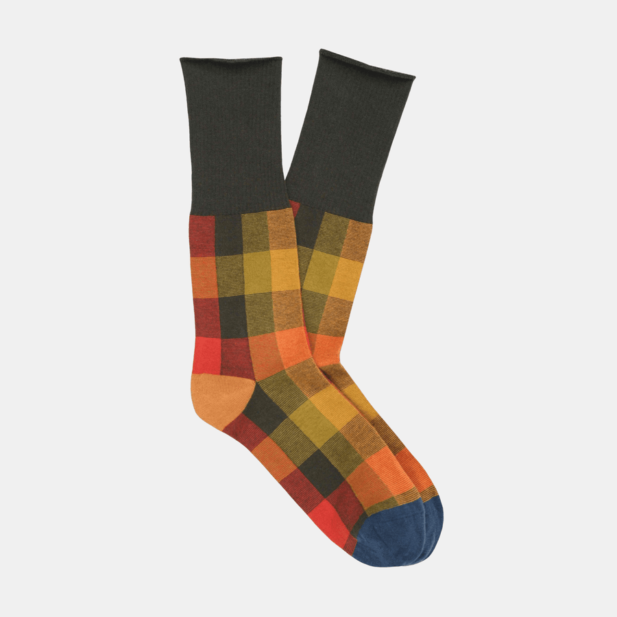 Cadine Clothing Women's Plaid Organic Cotton Sock - Olive