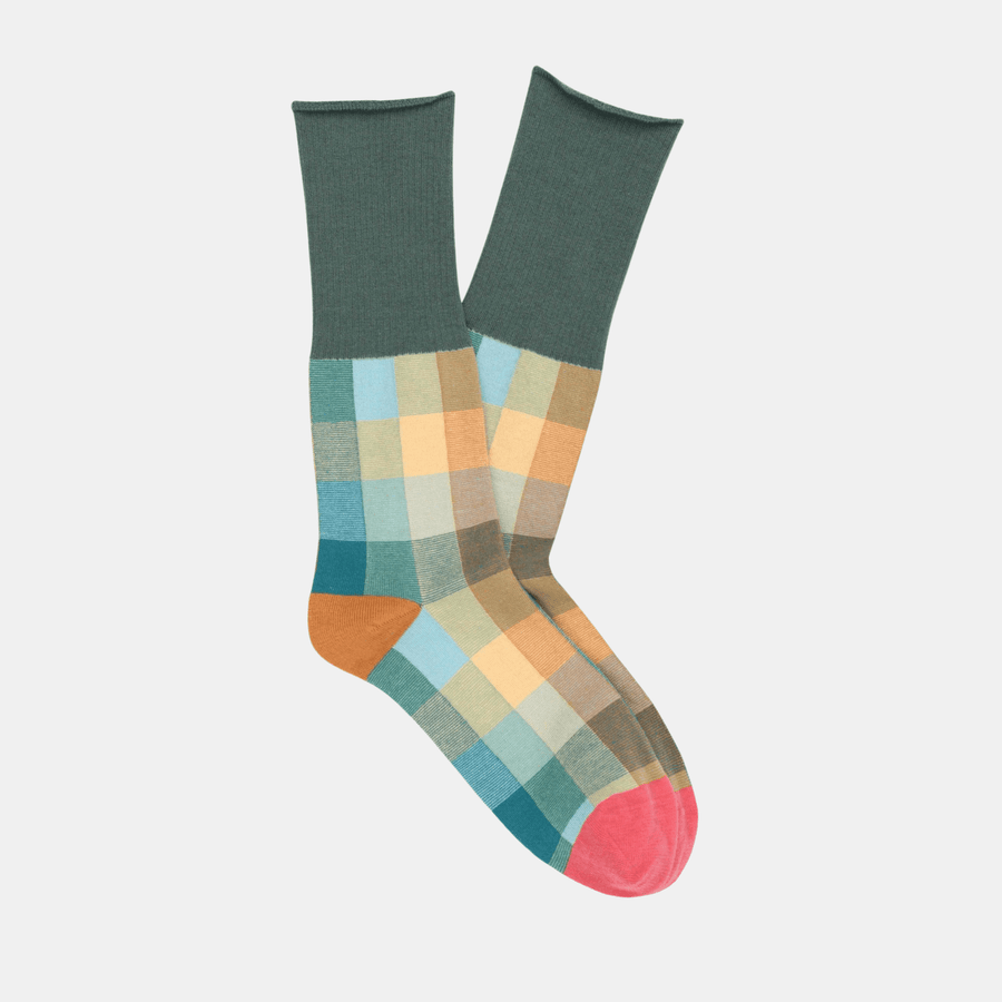 Cadine Clothing Women's Plaid Organic Cotton Sock - Sage