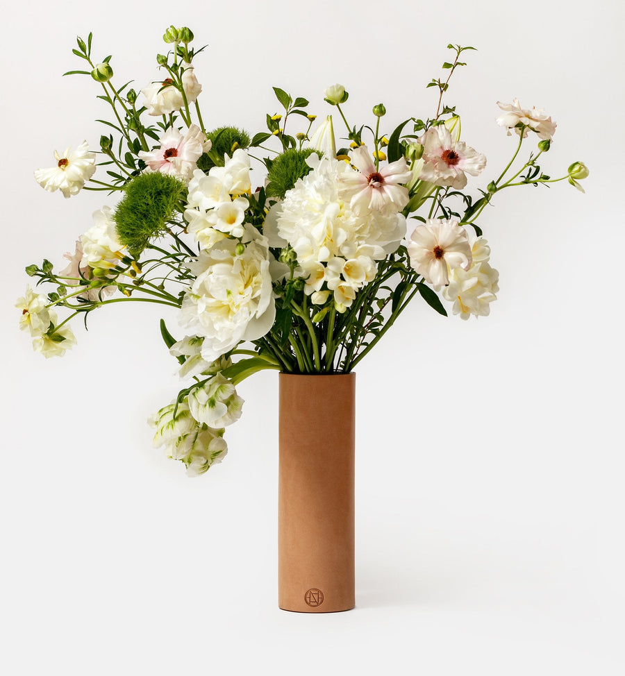 Cadine Flowers Fresh Floral in Leather Vase