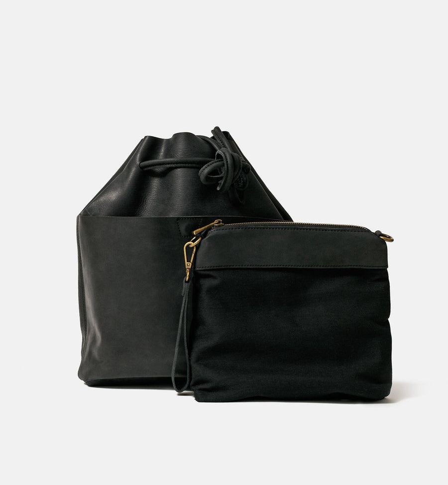 Cadine Handbags The Bucket Bag - Black Leather