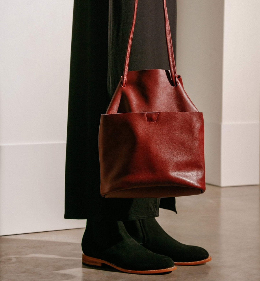 Cadine Handbags The Bucket Bag - Ruby Leather