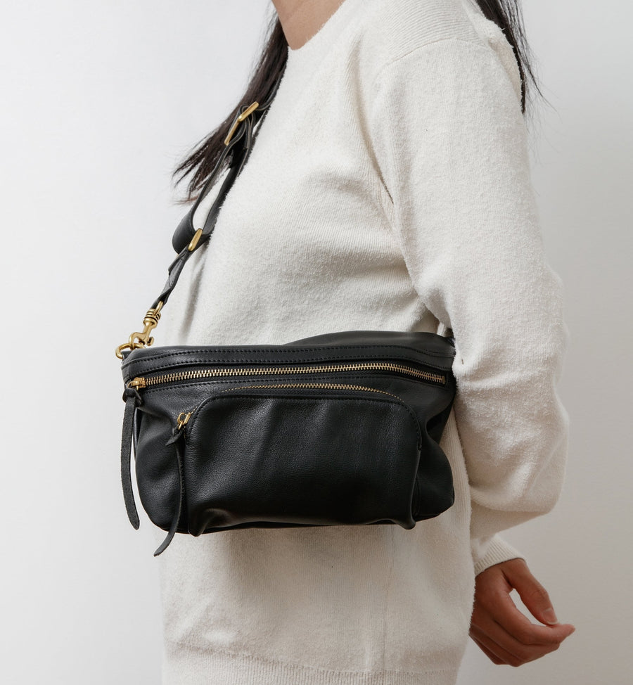 Cadine Handbags The Compact Bag - Black Leather