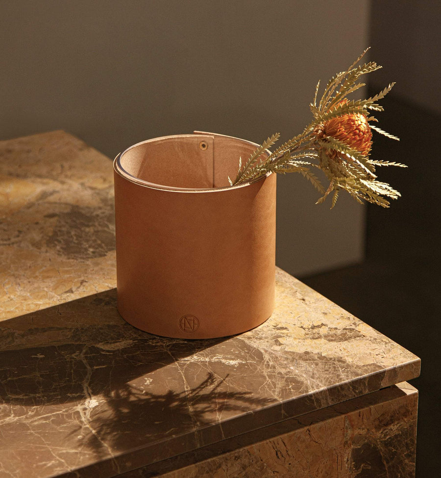 Cadine Vases Signature Vase - Natural Leather