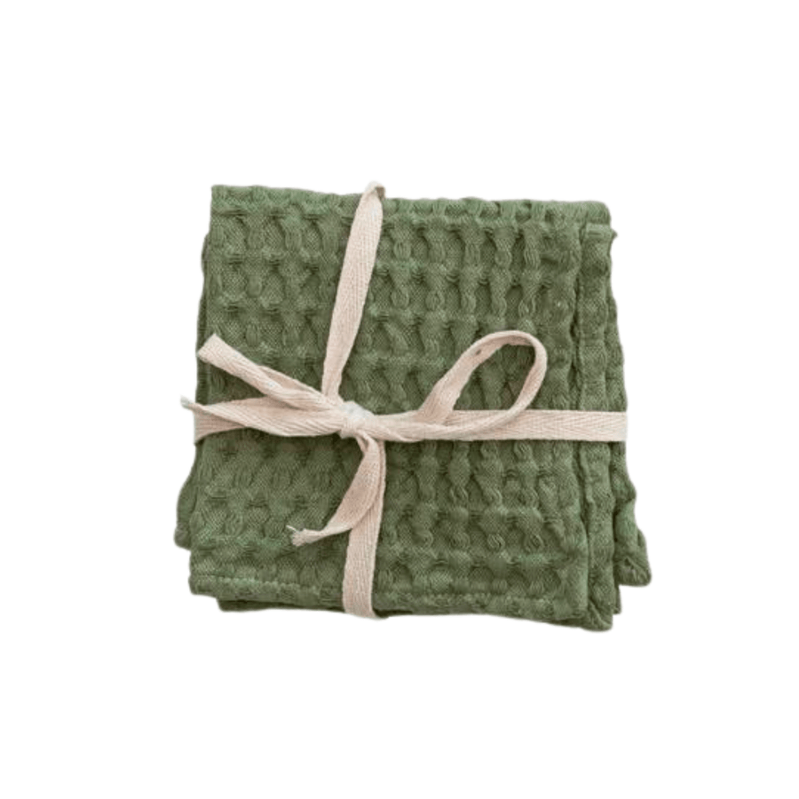 Cadine Waffle Square Towel (Set of 3) - Pistachio Green