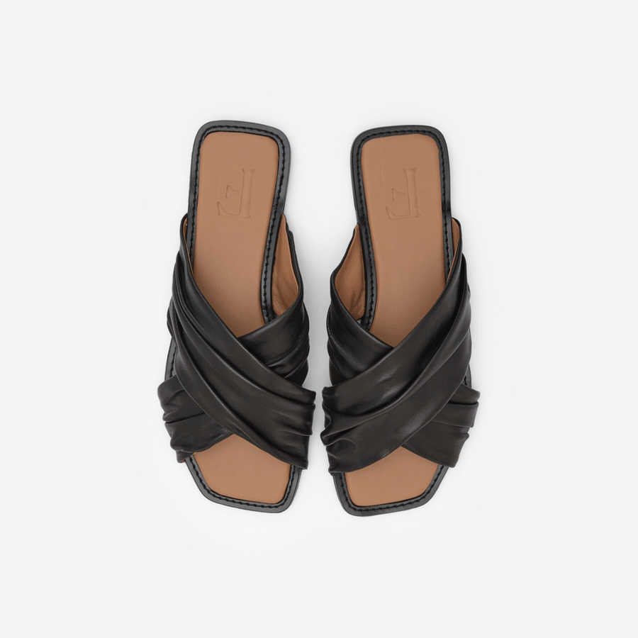 Flattered Shoe Gabriella Sandal - Black Leather