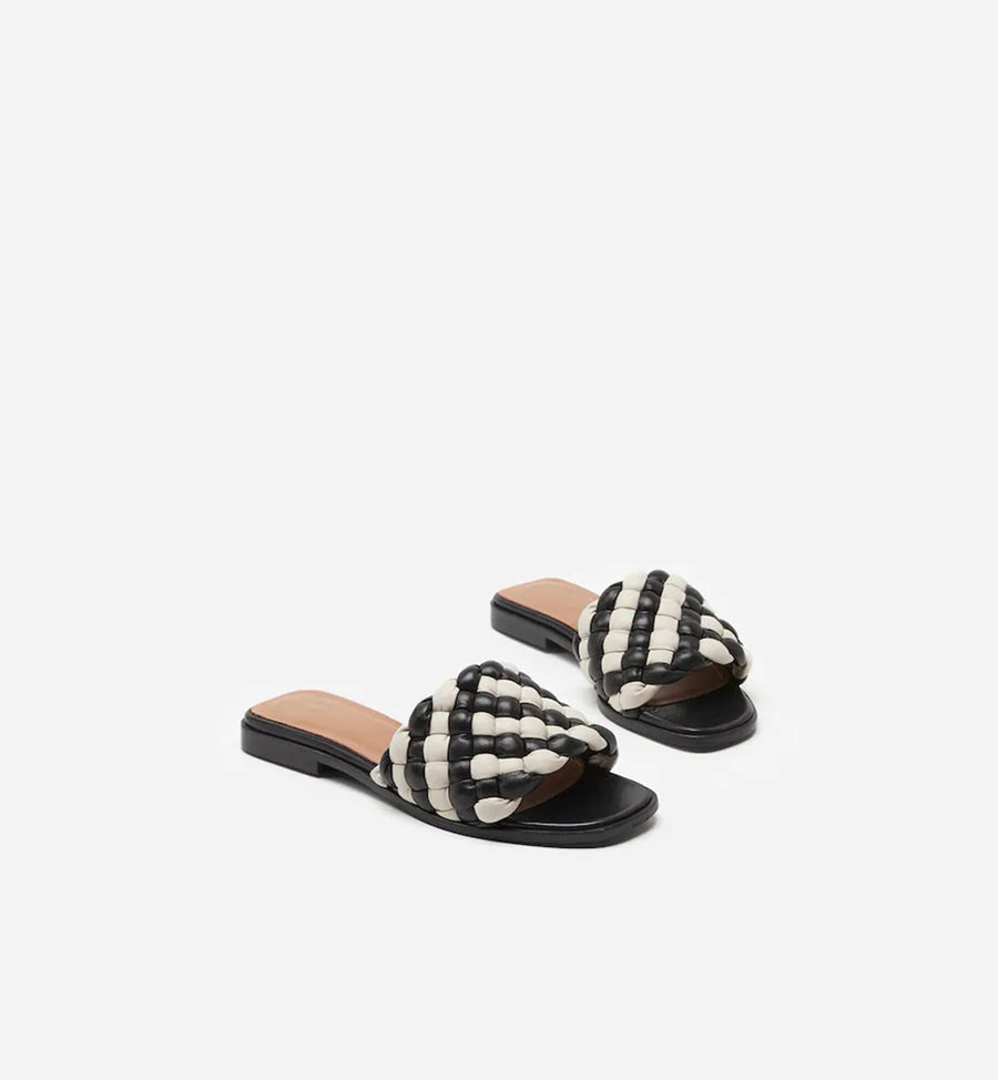Flattered Shoe Minou Sandal - Black/White Leather