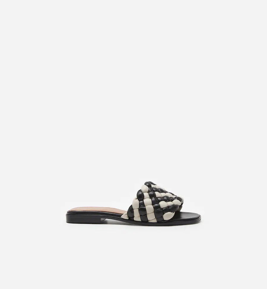 Flattered Shoe Minou Sandal - Black/White Leather