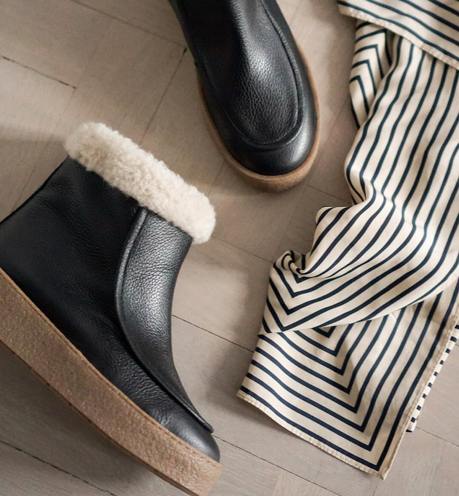 Flattered Shoe Simone Boot - Black Leather